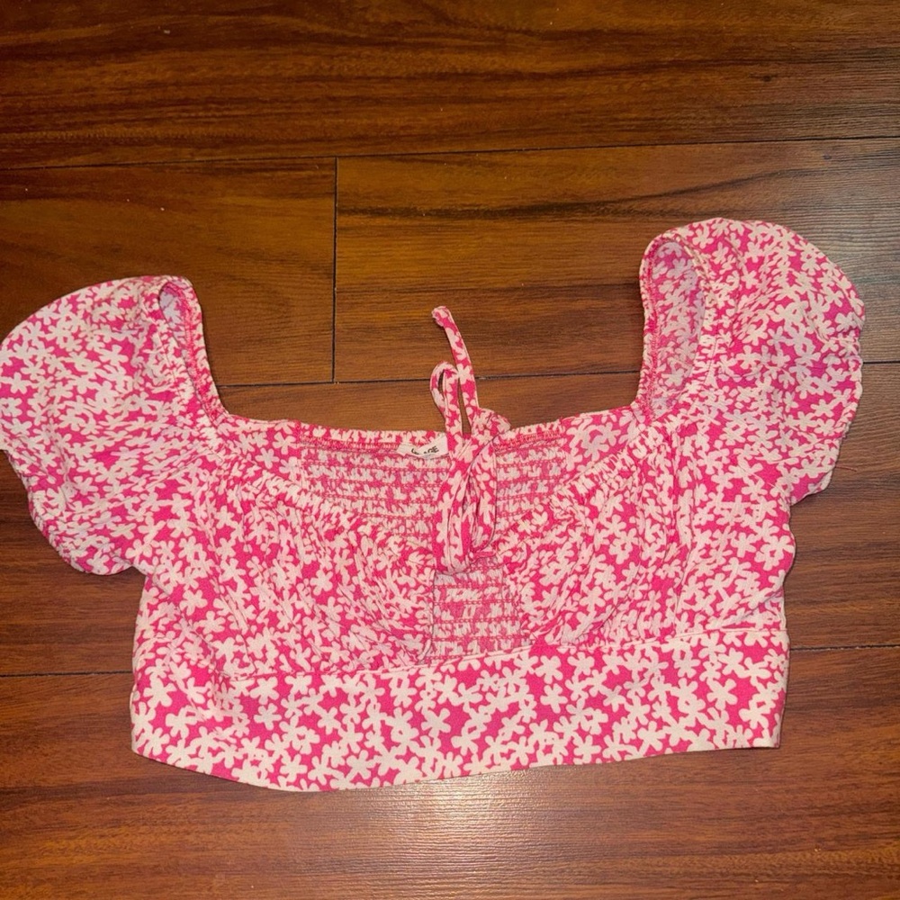 Garage Pink Floral Crop Top